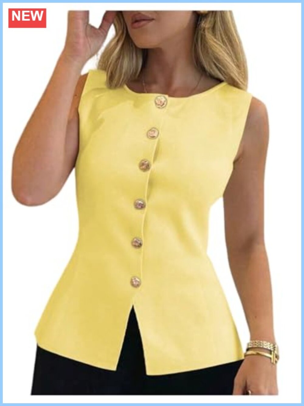 Women's Sleeveless Button Down Knit Vest Top Casual Going Out